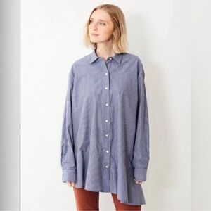 Veronica Beard Gilda Asymmetric Striped Cotton Shirt Size 10